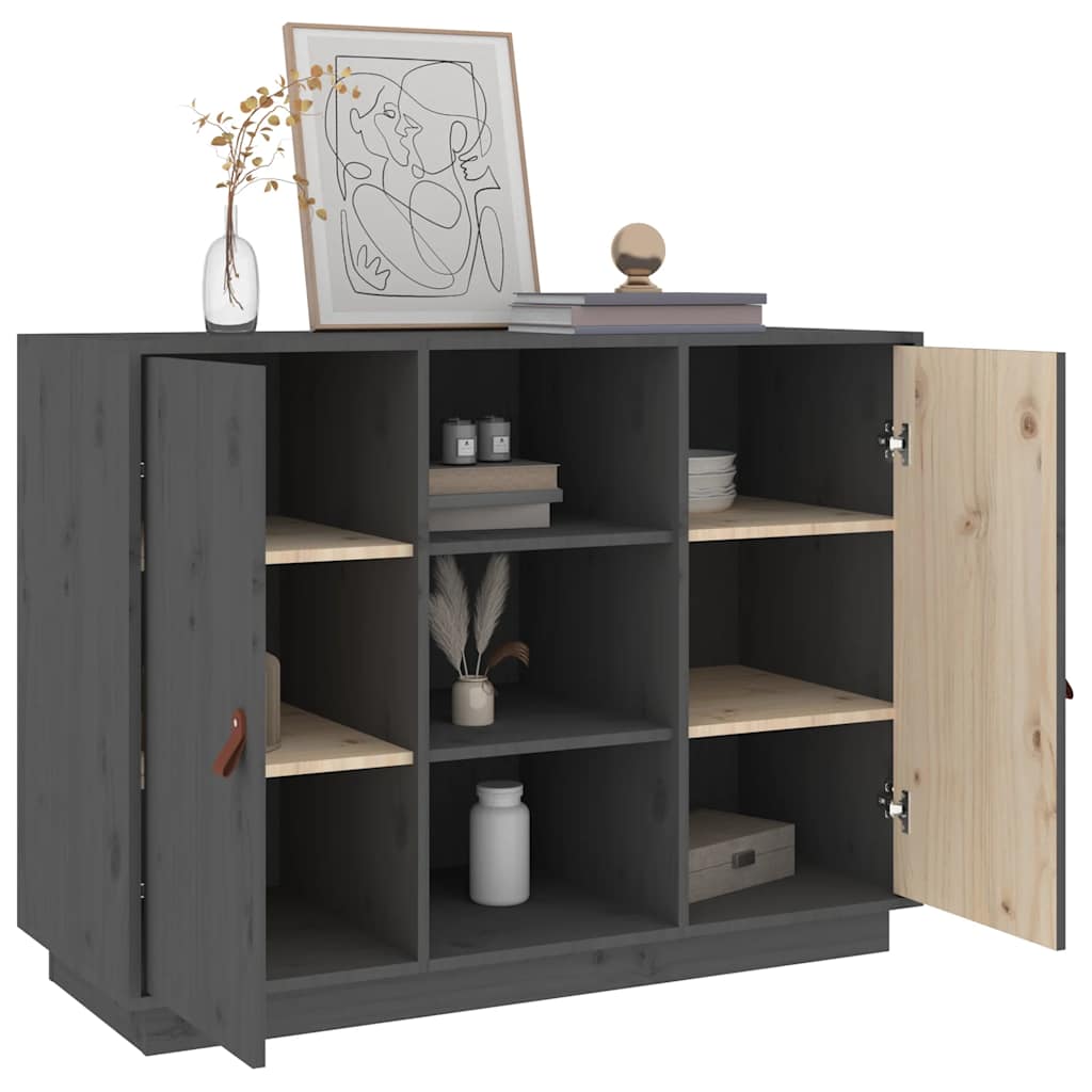 Vidaxl Komoda, Szara, 100X40X75 Cm, Lite Drewno Sosnowe