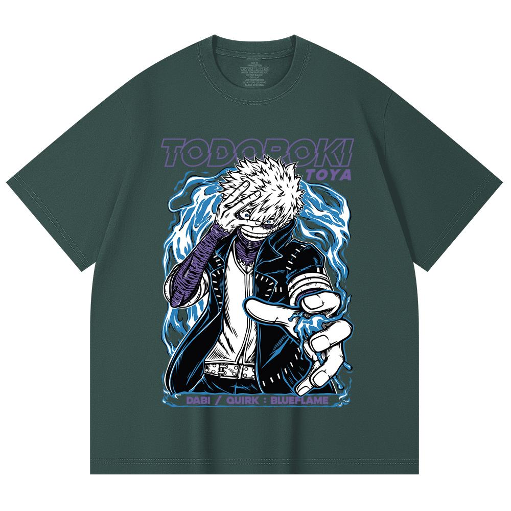 230 g/m² 100% Baumwolle My Hero Academia V11 Dabi Druck Unisex Schweres Baumwoll-T-Shirt