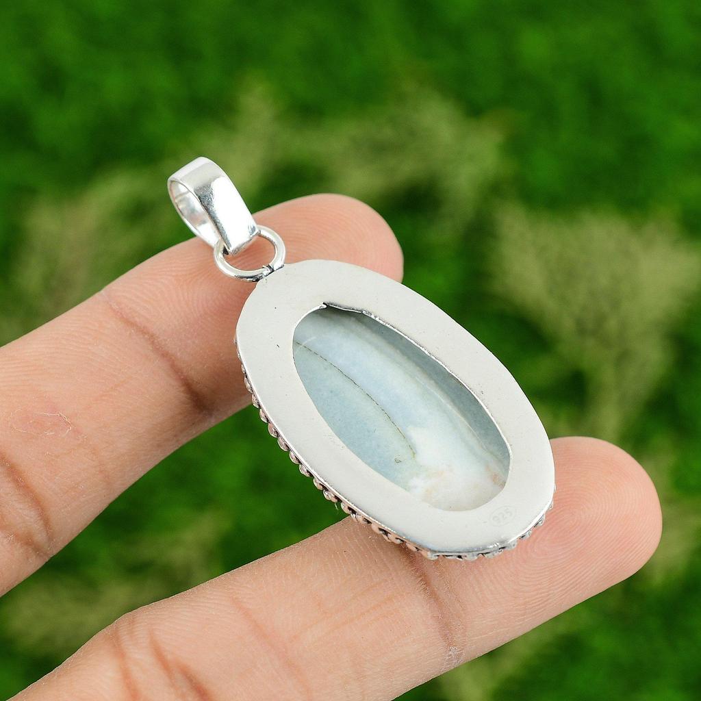 Daughters Day Sale Blue Rhodochrosite Stone Pendant Jewelry 925 Sterling Silver