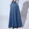 Spring Summer and Autumn Design Sense Single-breasted Denim Skirt Female Retro Western Style Big Swing A-line Skirt