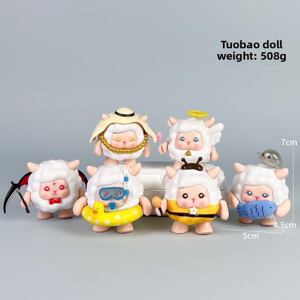 6 Eggy Pcs Party Sheep Design Mini Model Desktop Decoration Set Ornament
