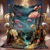 Comfortable Dreamy Floral Pattern Fleece Blanket Soft High-Definition Digital Print Cooling Blanket All-Season Use Soft Breathable 100% Polyester Perf