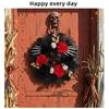 Decorative Halloween Door Wreath, Bone Hand and Skull Flower Wreath 45CM for Front Door Porch Placement, Table Display, Window Framing, and Holiday