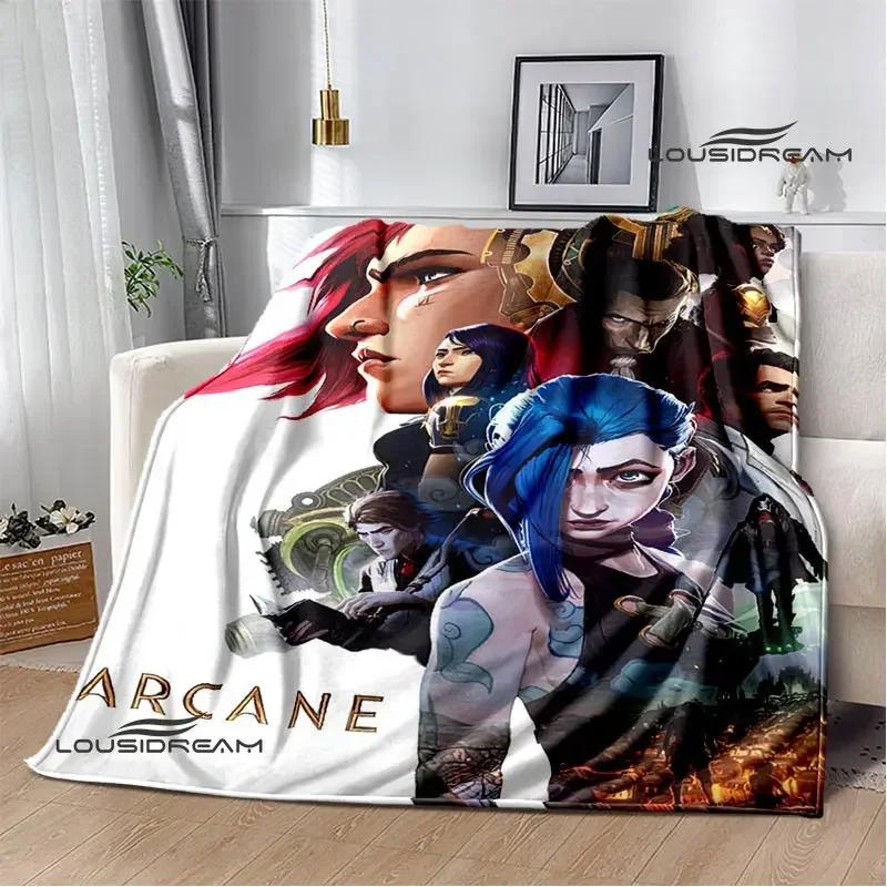 Arcano: Coperte con stampa di cartoni animati di League of Legends per tenersi al caldo, morbide e confortevoli, per casa, viaggio, letto, regalo di compleanno