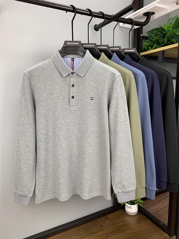 Herren Fleecegefüttert Bestickt Langarm Poloshirt - Herbst/Winter 2025 Business Casual Umlegekragen