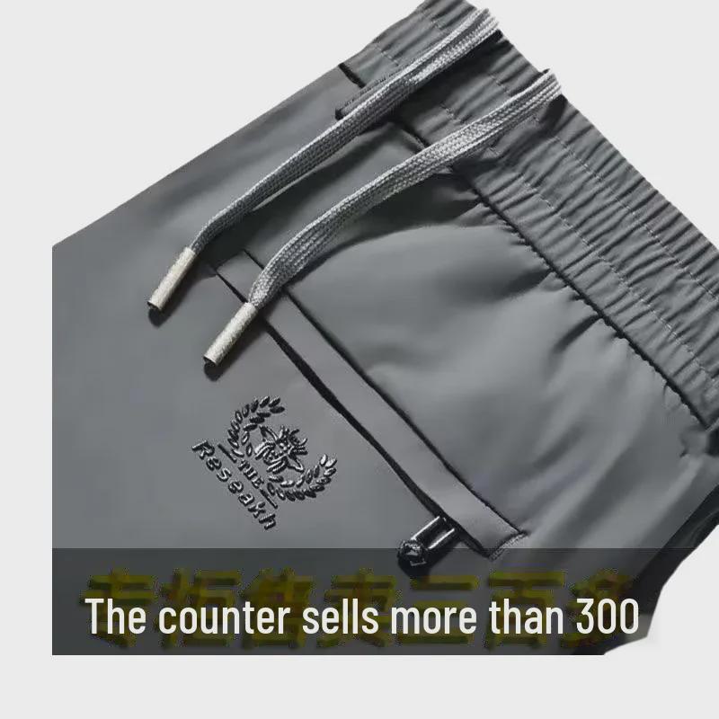 Men's Plus Velvet Thickened Elastic Waist Casual Sports Pants - Large Size Warm Straight Trousers for Autumn and Winter