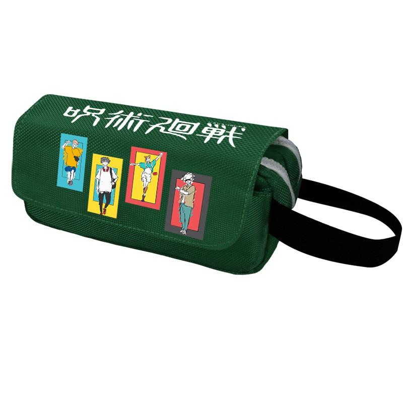 Anime Jujutsu Kaisen Pencil Case Double Zipper Large Capacity Canvas Stationery Organizer Students