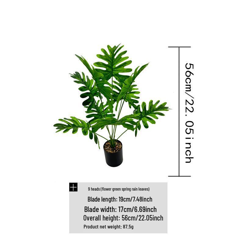 Highly Realistic Artificial Green Potted Plant with Spring Rain Leaves for Home, Living Room, or Garden Decor