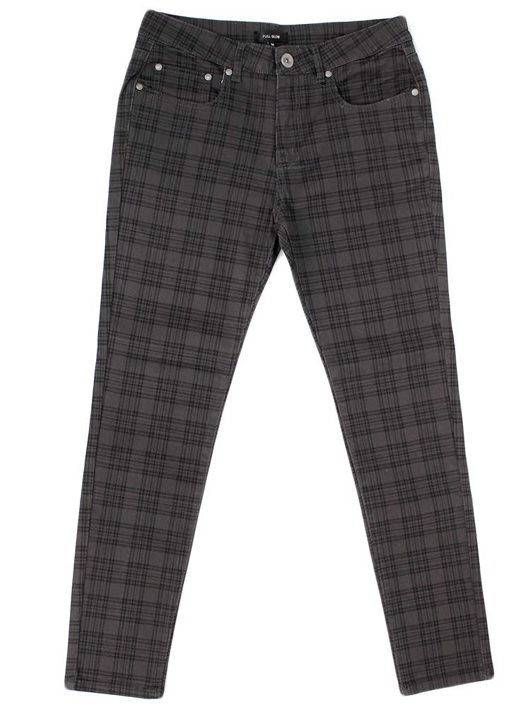 One Colors Men's Checked and Striped Skinny Pants, Stretch Slim Fit, Size Small, Charcoal Check