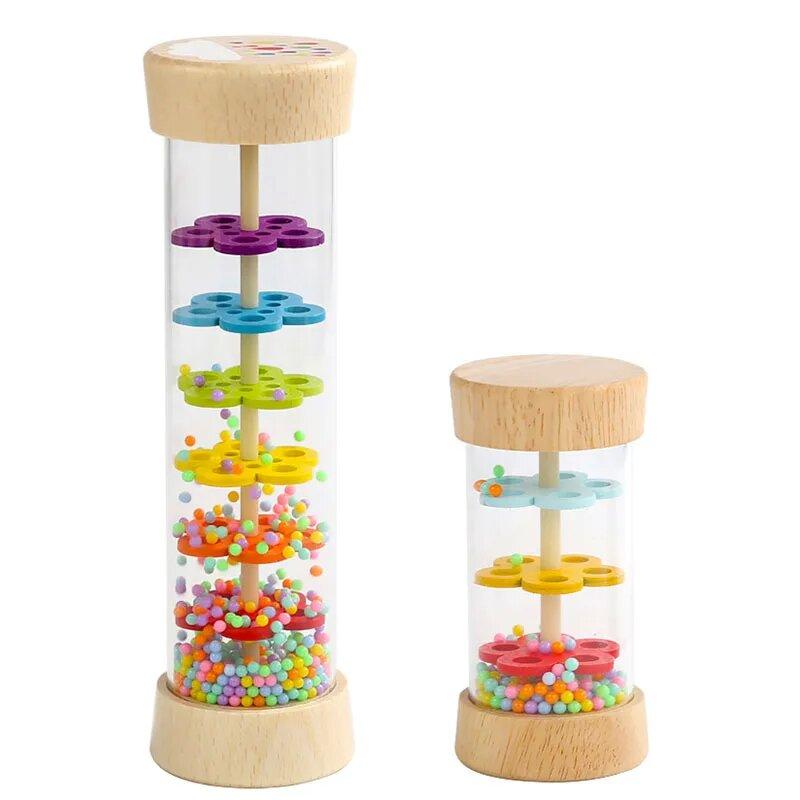 Non-Toxic Rain Sound Tube Simulator Toy Rainbow Hourglass Sand Bell Educational Music Class Puzzle Half Discussion Instrument Kids Gift