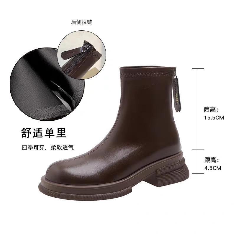 Single boots children's spring and autumn Martin boots women's British style 2025 new trendy cool ins show thin boots elastic short boots