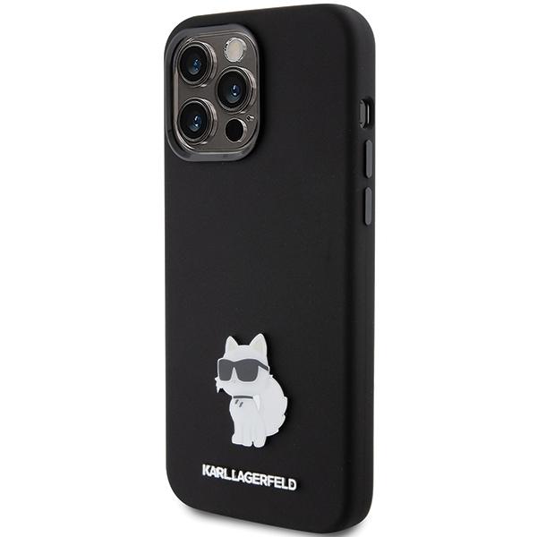 Karl Lagerfeld KLHCP15XSMHCNPK iPhone 15 Pro Max 6.7" black Silicone Choupette Metal Pin