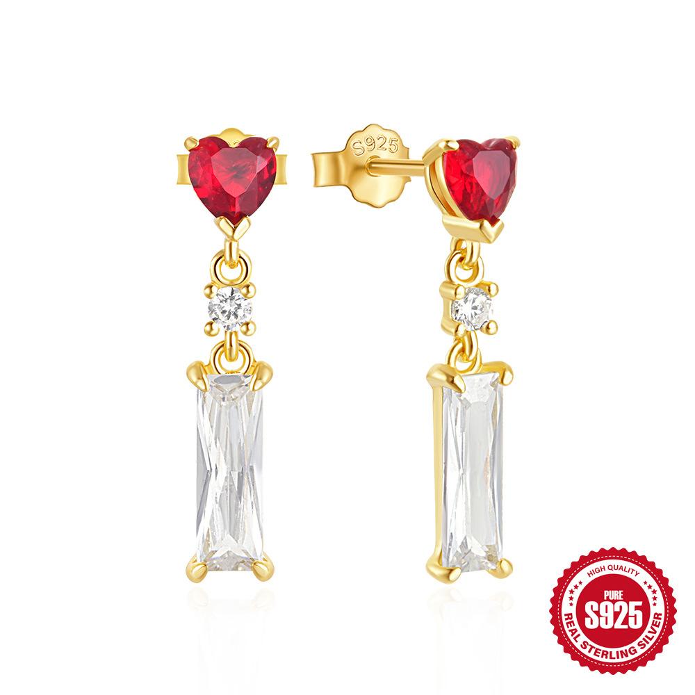 S925 Sterling Silver Vintage Luxury Octagram Love Water Drop Design Earrings 18K Gold Earrings Earrings