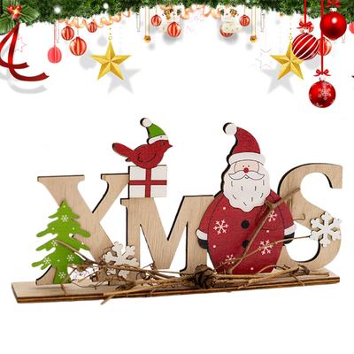 Wooden Christmas Table Decorations Santa Claus Snowman English Letter Signs Home Decor Bathroom Desktop Crafts Ornaments