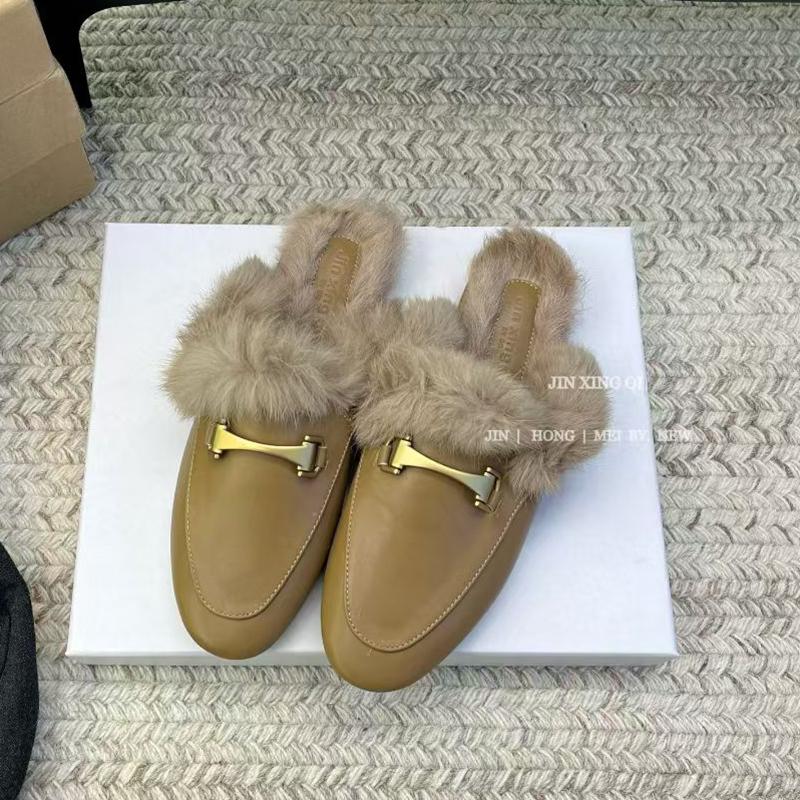 Fashion SUOJIALUN 2025 Winter New Women Fur Slipper Fashion Round Toe Slip On Mules Shoes Soft Flat Heel Outdoor Casual Furry Slides Sho