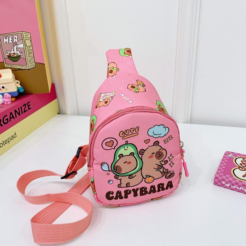 Capybara Cartoon Cute Shoulder Bag Breathable Fabric Toddlers Girl Travel Bags
