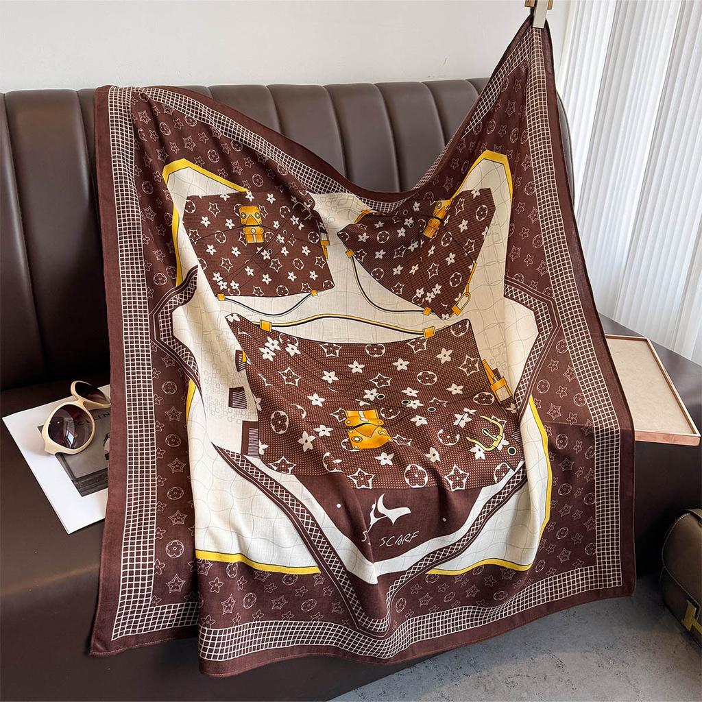 New herringbone pattern 91 square scarf temperament versatile scarf fashion temperament shawl silk scarf printed bag head scarf wholesale