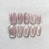 Summer Sweetheart Handmade Full Cover False Nails Kawaii Cartoon Cat Flower Cat Eye Short Square Reusable Fake Nail Stickers