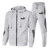 Tuta da Ginnastica da Uomo Primavera Autunno Casual Set 2 Pezzi Felpa con Zip e Stampa Pantaloni Jogger