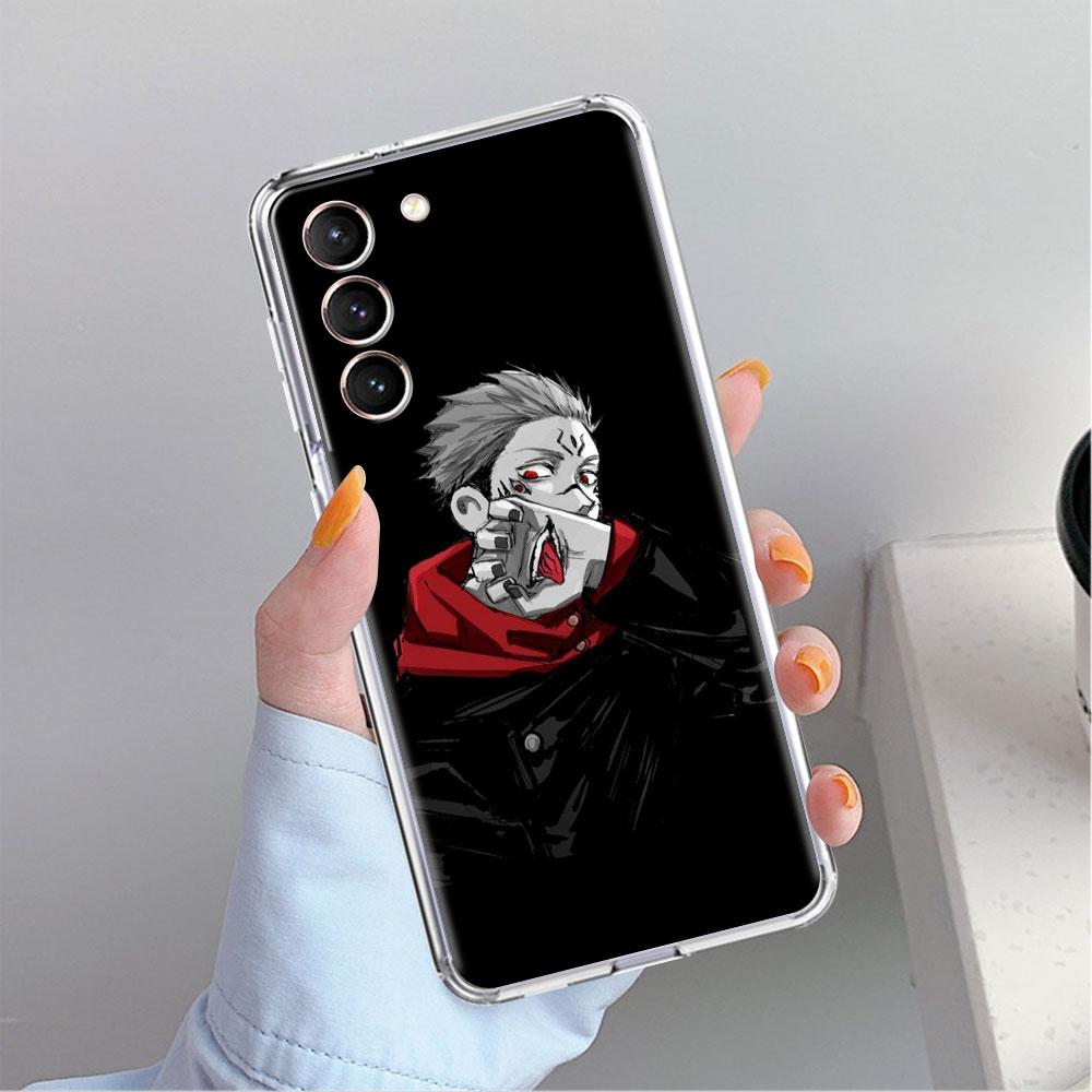 Niedliche Jujutsu Kaisen Anime Klare Hülle für Samsung Galaxy S22 S20 FE S21 S10 S9 Plus Note 20 Ultra 10 Lite Transparente Handyhülle