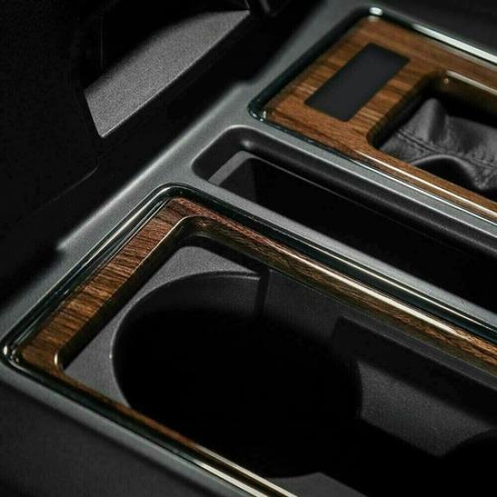2pcs Wood Grain Gear Shift & Cup Holder Frame Trim for 2015- Ford F-150 ABS
