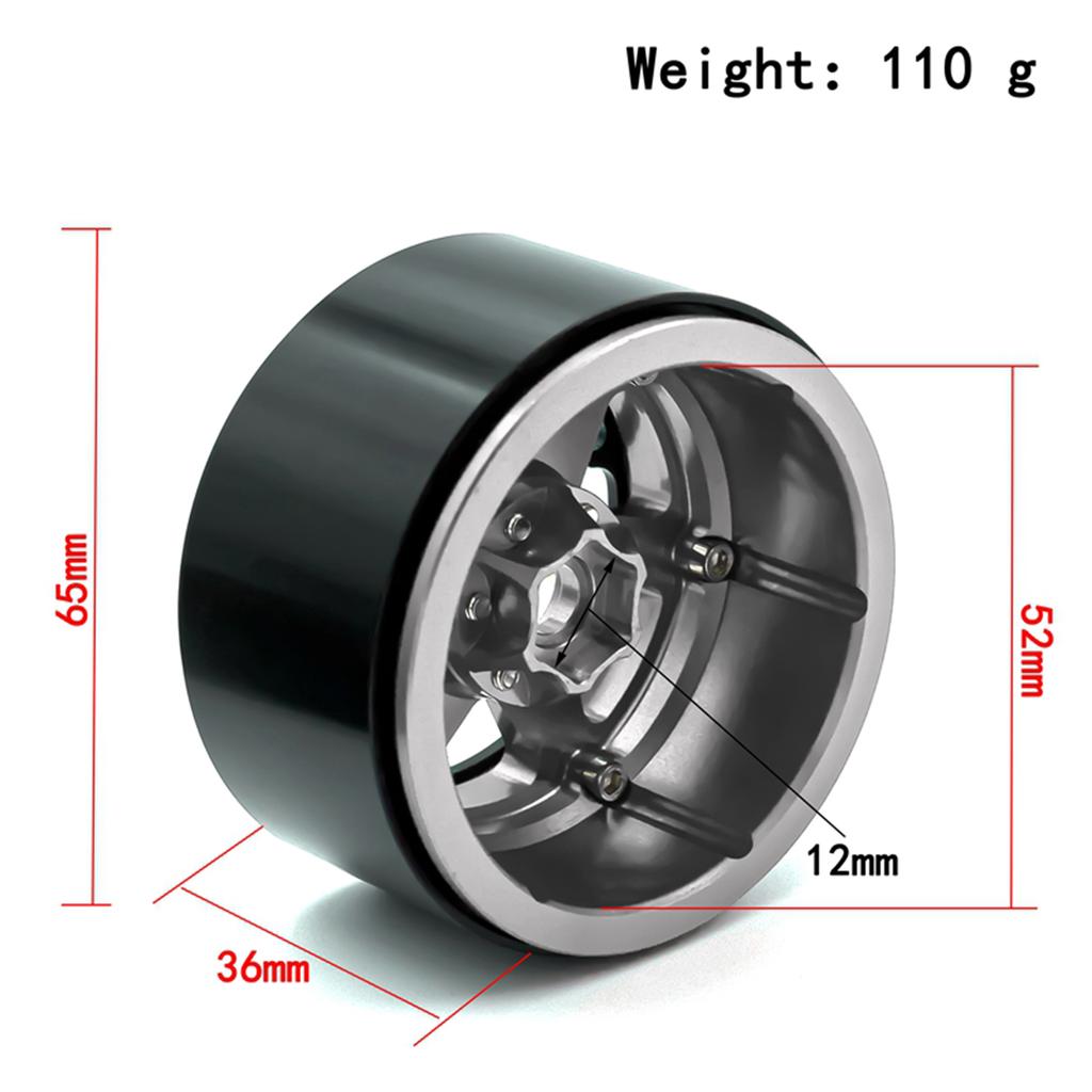 Aluminiumlegering Hjul Fälg Beadlock 2.2in Hjul Fälgar Nav 4st Ersättning för 1/10 1/8 TRX4 90046
