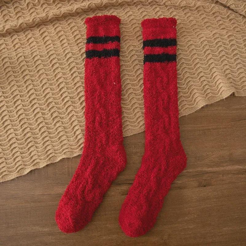 Women's Winter Coral Fleece Calf Socks - Warm, Velvet, Thickened High-Tube for Sleeping