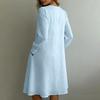 Women Casual Loose Fit Vintage Embroidered Floral V Neck Long Sleeve Dress Comfortable Everyday Wear