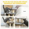 Pet Stairs, Adjustable 3-Step, Cat and Dog Ladder, Sisal Post, Ball, 52 x 34.5 x 54 cm, Grey