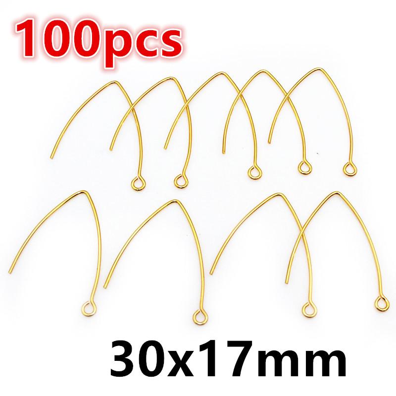 30-100pcs Stainless Steel DIY Earrings Hooks Clasp Findings Handmade Jewelry Making Accessories Earwire Accessories Steel Gold