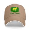Juan Deere Logo Baseballkappe Schwarz mit Grünem und Gelbem Pferde-Design Klassische Verstellbare Mütze für Outdoor-Enthusiasten