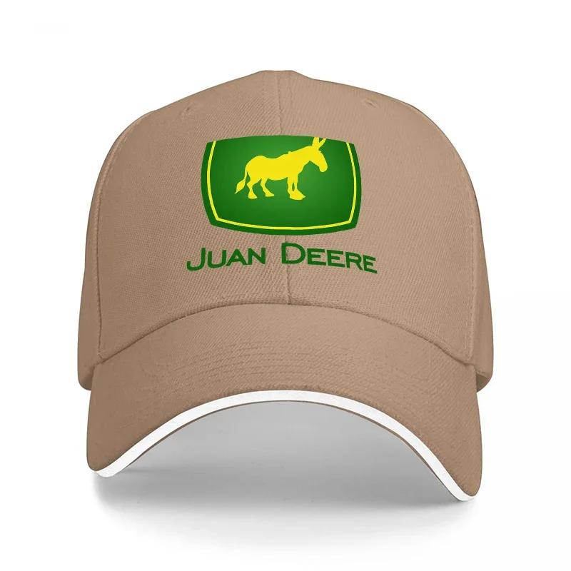 Juan Deere Logo Baseballkappe Schwarz mit Grünem und Gelbem Pferde-Design Klassische Verstellbare Mütze für Outdoor-Enthusiasten