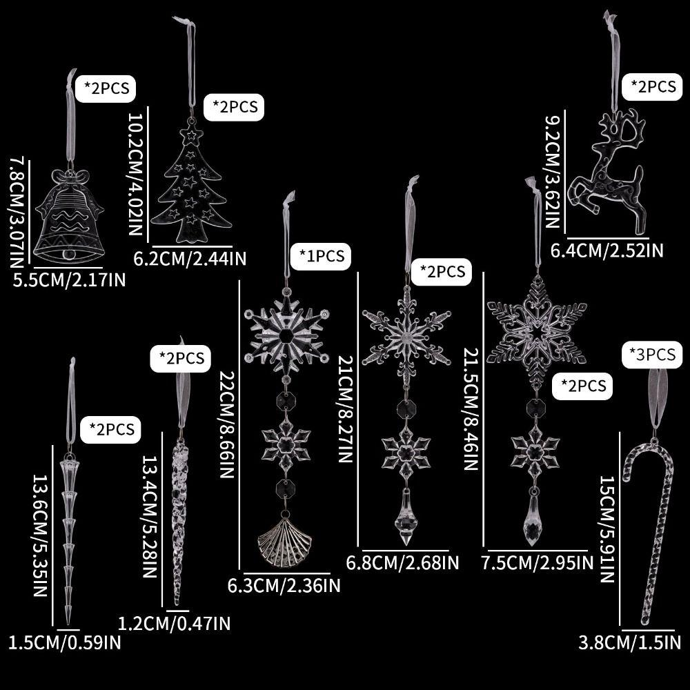 Transparent Acrylic Snowflake Pendant Decorations Icicle Ornaments Set  Wedding Decor