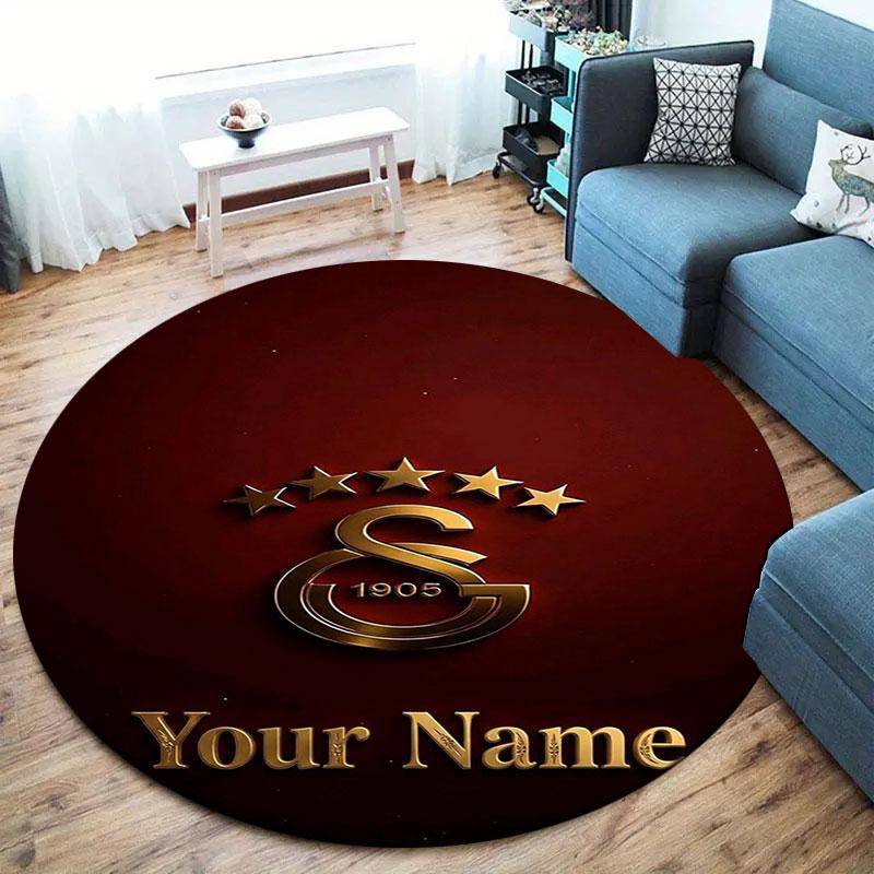 Galatasaray S Custom Name Round Area Rug,Carpet Rug for Living Room Bedroom Sofa Playroom Decor,Non-slip Floor Mat
