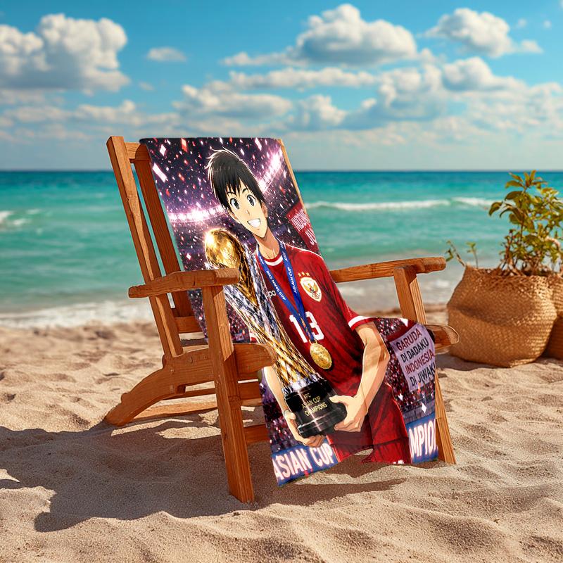 1pc Football Champion Celebration Cartoon Quick Dry Microfiber Bath Towel for Swimming Surfing Camping Unisex Holiday. SJT720126