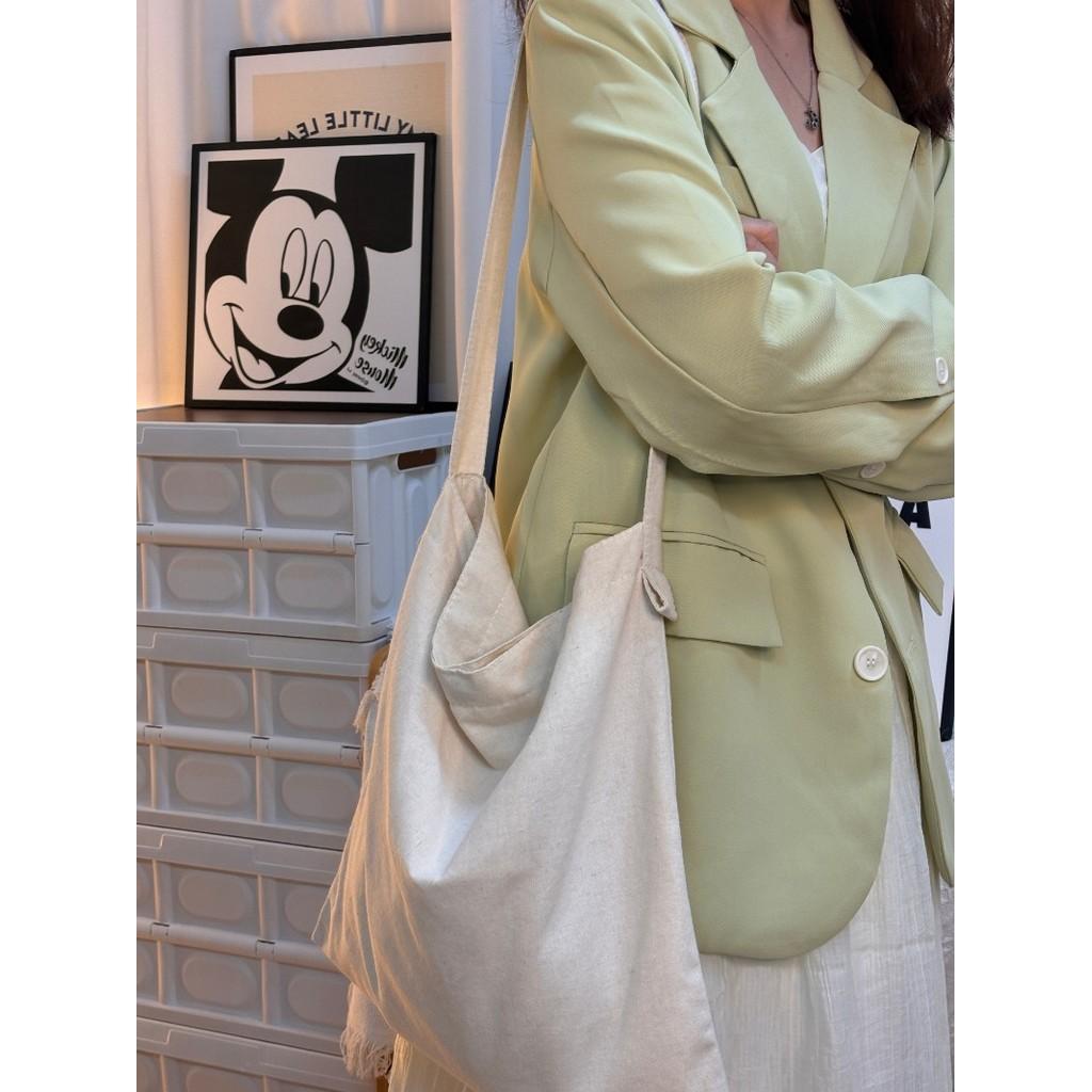 Ielgy Japanese Pure Linen Shoulder Bag Mori Style Literary Style Simple Large-Capacity Cloth Bag Commuter All-Match Solid Color
