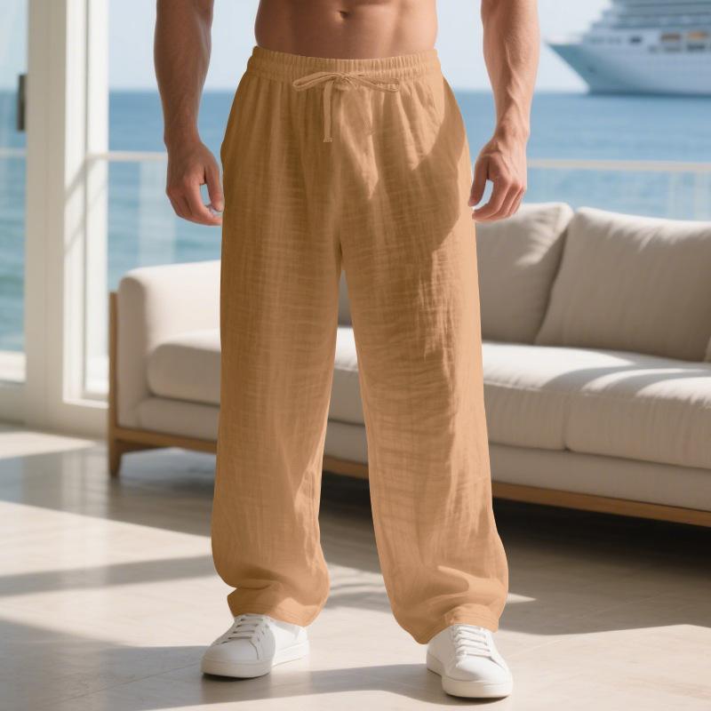 Loose-fit Men's Casual Homewear Linen Simple Light Luxury Sports Trousers