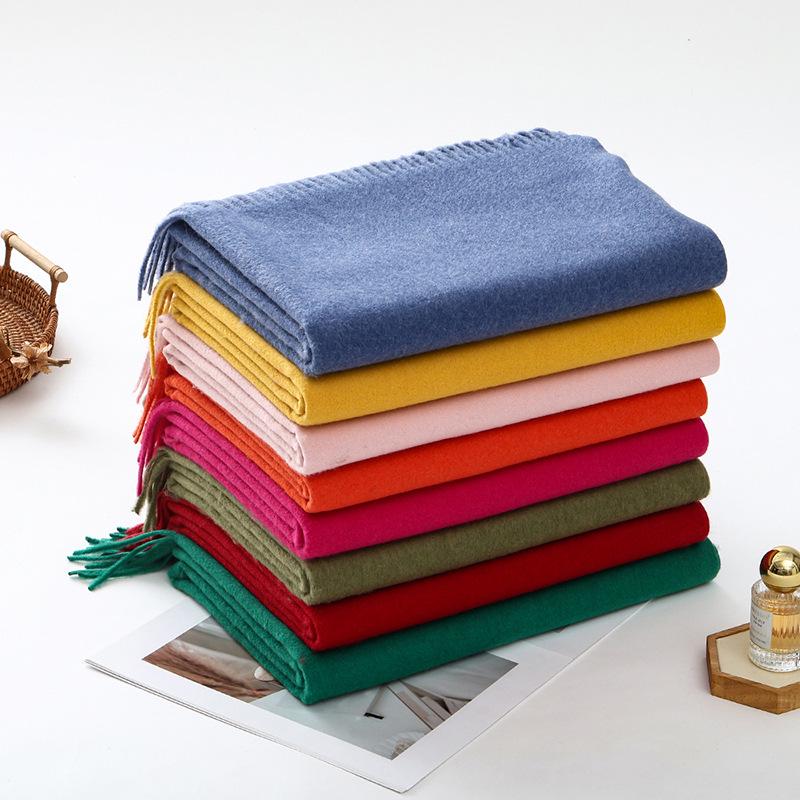 High-End Wool Cashmere Scarf for Women & Men - Versatile Solid Color Shawl for Winter 2026