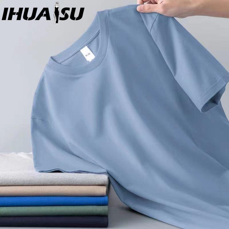 IHUASU Bavlněné tričko s krátkým rukávem Pánská móda Košile s volným polovičním rukávem Košile s potiskem