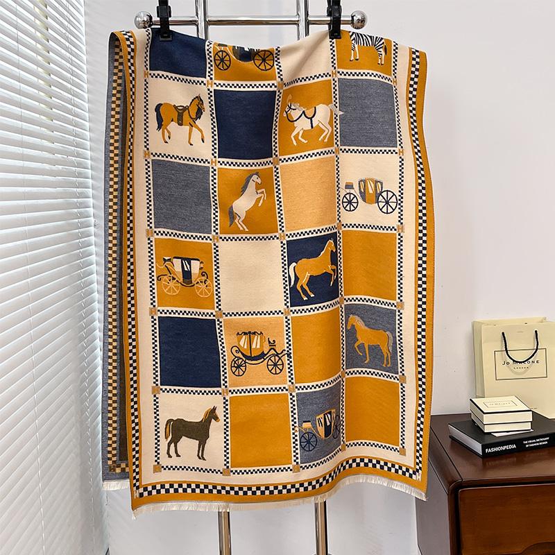 Elegant Ladies' Jacquard Pashmina Winter Thick Warmth Double Sided Tassel The Horse Shawl Coldproof Windproof Blanket Scarf