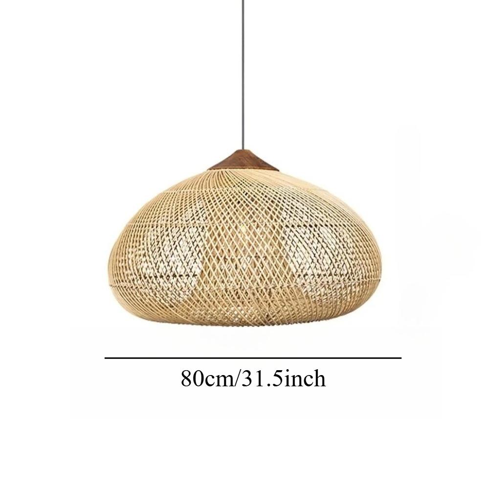 JOYINLED Rattan Ceiling Chandelier Light Wabi-sabi Style Retro Southeast Asian Pendant Lamp 60/80cm Beige Black Lighting Fixture