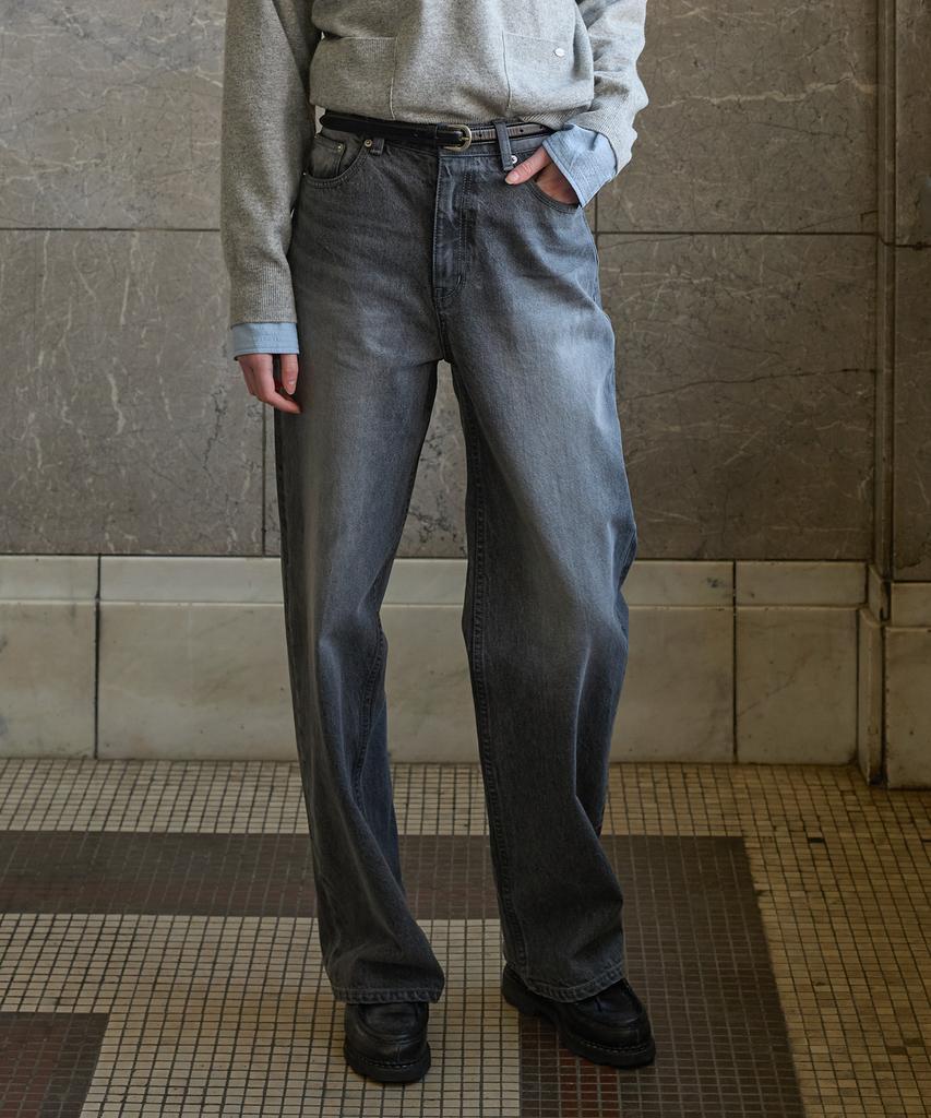 TTUDEMENT Loose Fit Denim Pants Gray