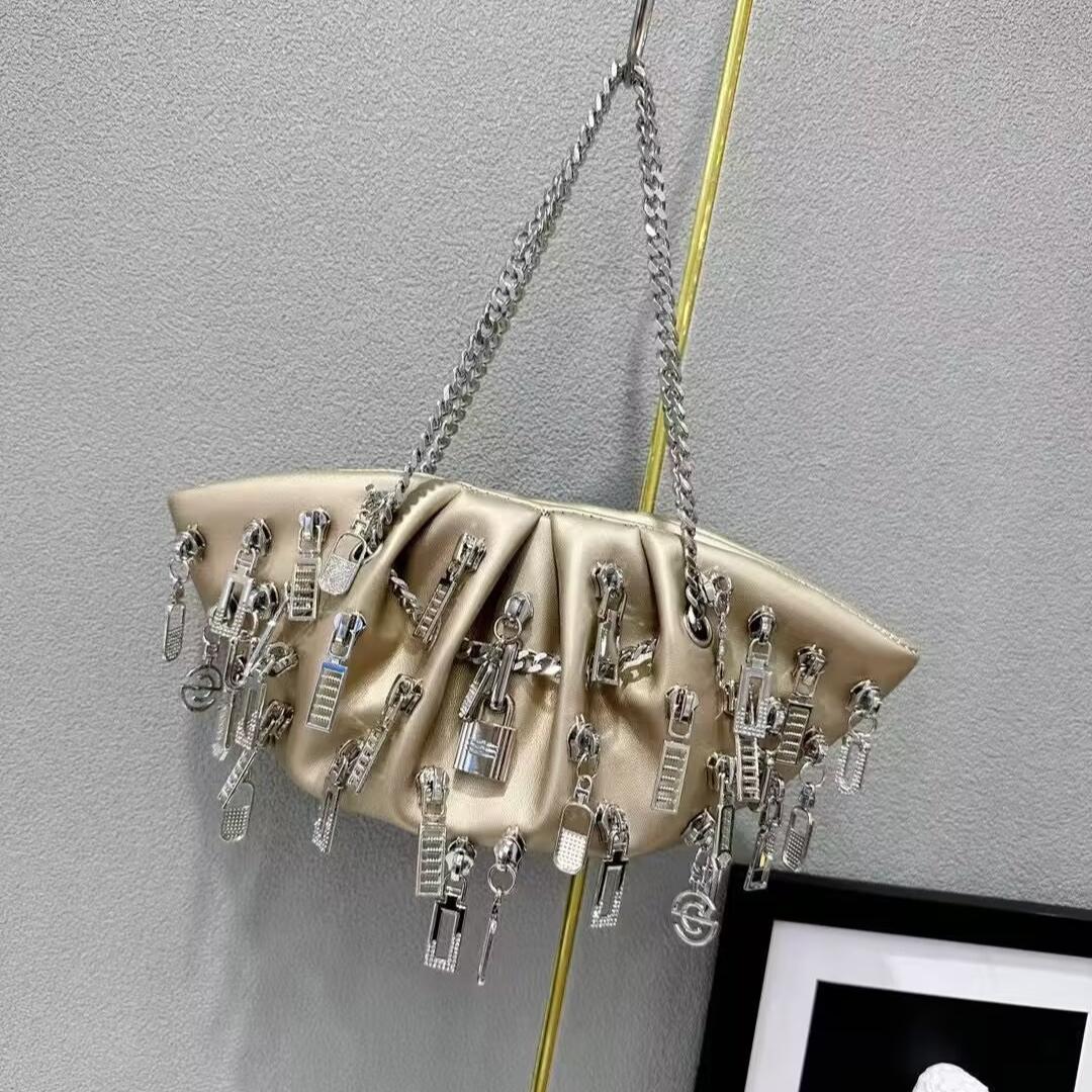 

Новый женский дизайн сумки-цепочки, сумка через плечо, сумка-облако, женская сумка, вечерняя сумка, персонализированная женская сумка-тоут золотой