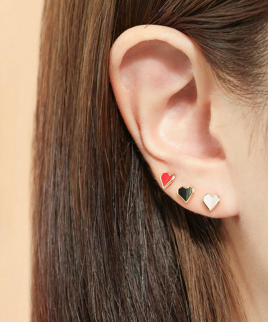 Minimalpiercing 14K Enamel Folded Heart Piercing Earrings