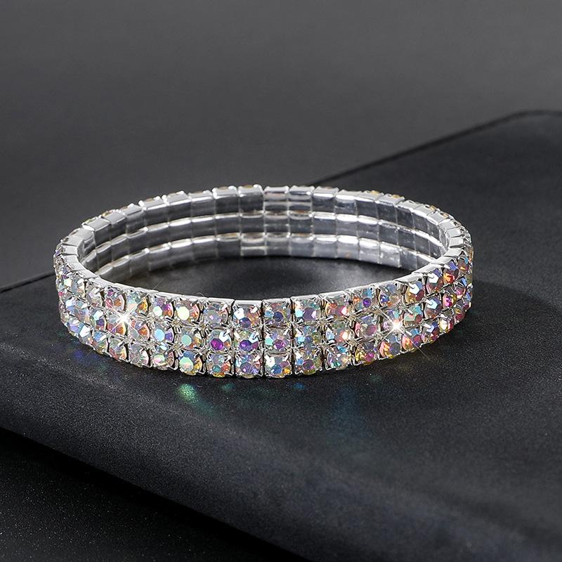 Crystal bracelet full diamond single row elastic bracelet bridal versatile rhinestone bracelet claw chain diamond bracelet women