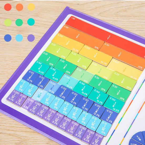 Magnetic Fraction Tiles Circles Book with Pen Percentage Decimal Fraction Learning Math Manipulatives Elementary Students Teaching Aid Educational