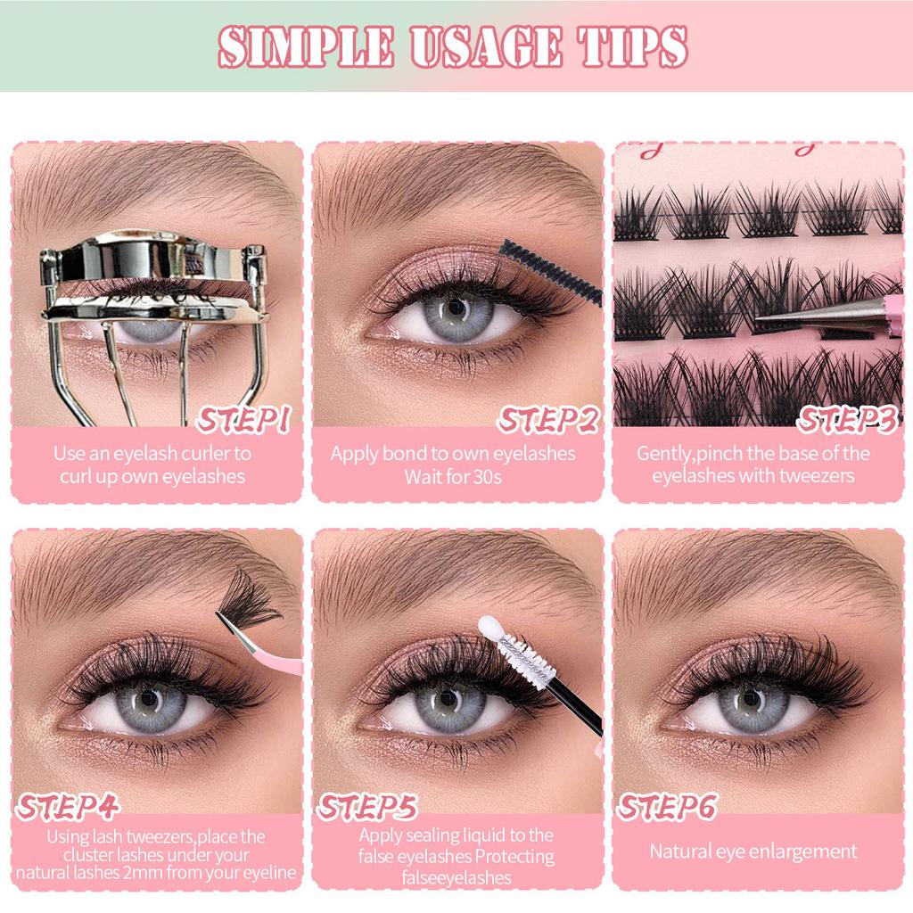 Diy Segmented Single-Cluster False Eyelashes 9-16Mm Eyelashes C Curvature Dense Curl