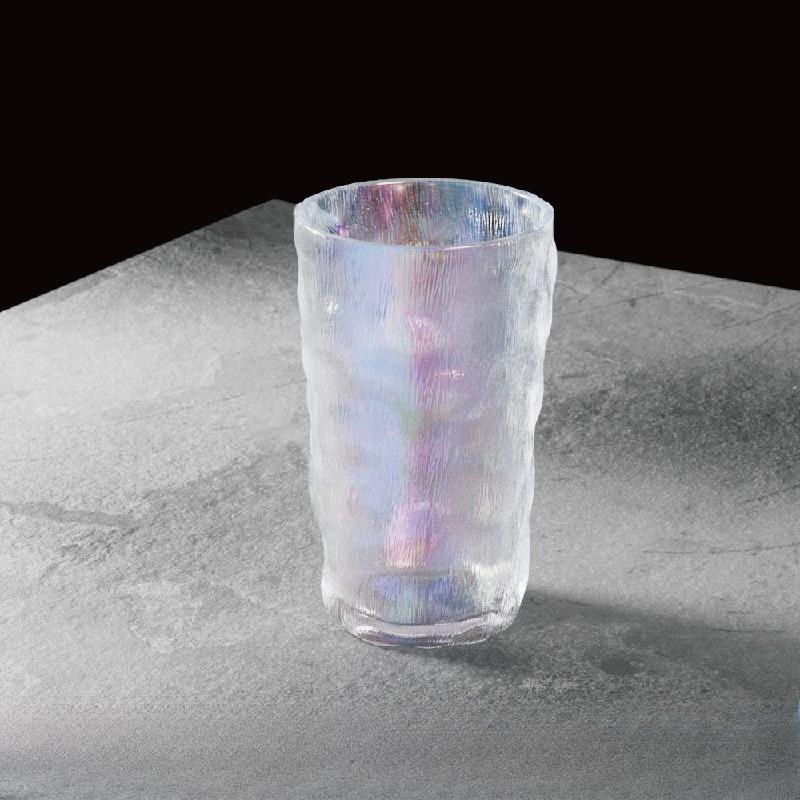 300ml or 380ml Glacier Patterned Glass Cup Colored Drinking Cup, High Aesthetic Glass Cup Drinking Cup Beer Cup for Working Use