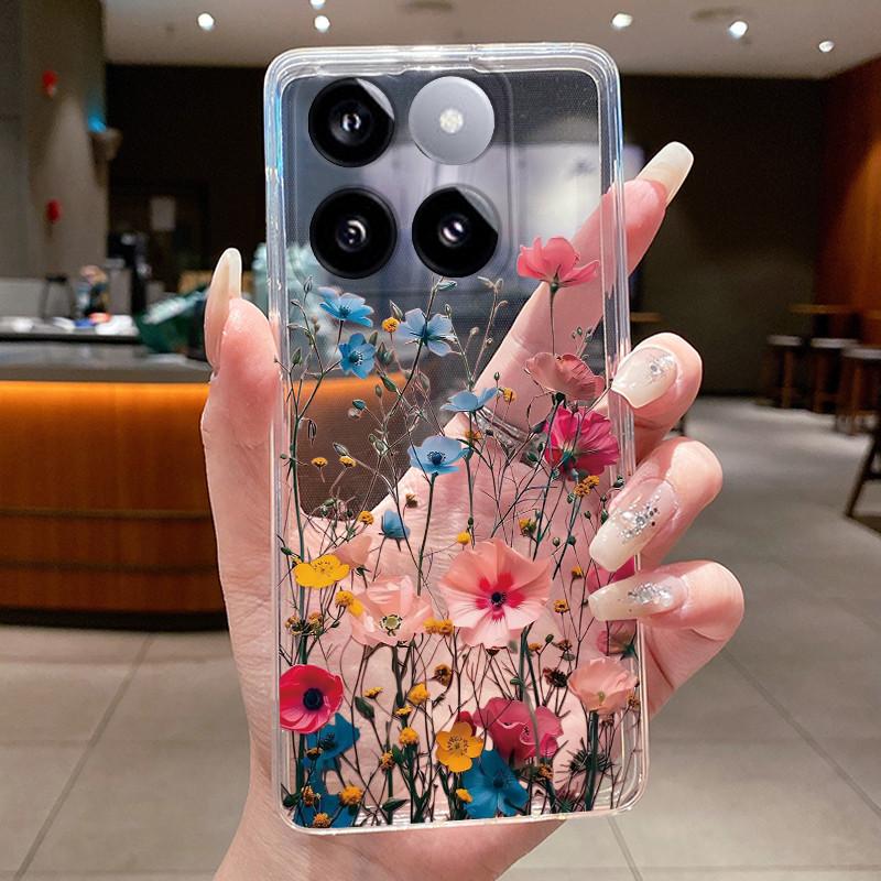 For Xiaomi 14T / Xiaomi 14T Pro Case Clear Luxury Fashion Butterfly Flower Soft TPU Silicone Casing Cover Transparent Phone Case