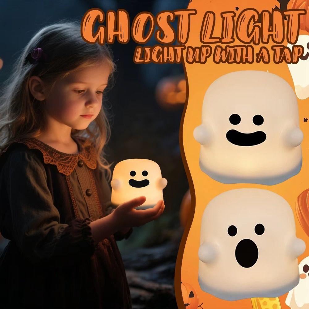 Room Decor Silicone LED Night Light Cute USB Rechargeable Ghost Cute Bedside Lamp Cartoon Funny Atmosphere Table Lamp
